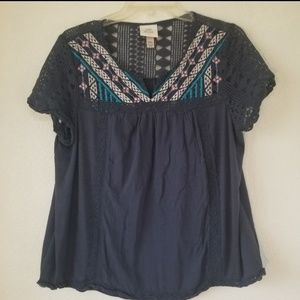 Knox Rose Crochet Short Sleeve XXL Top